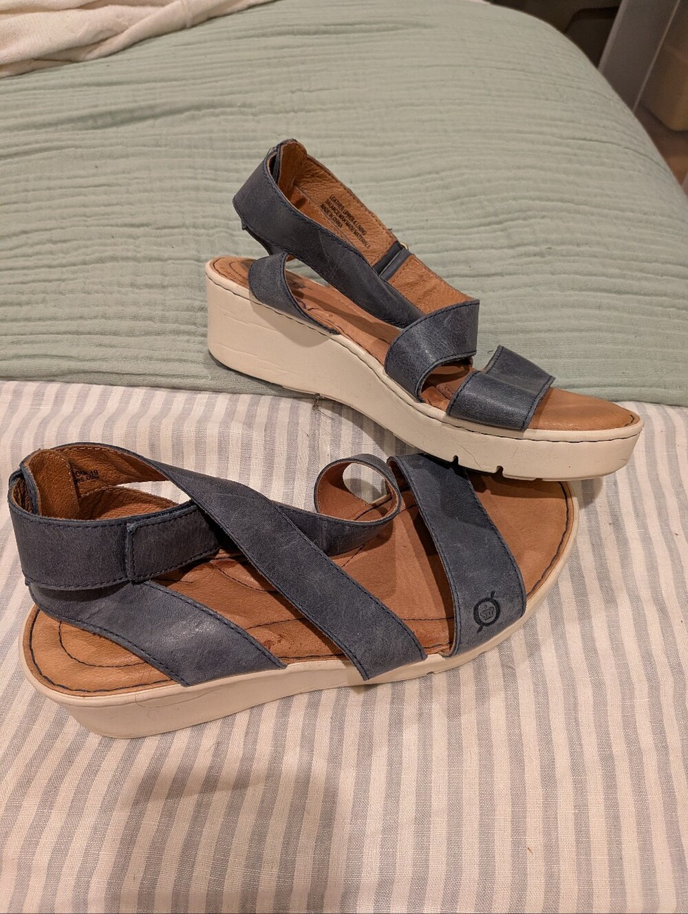 Casual Blue Wedge Sandals - Women